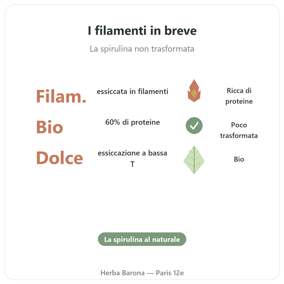 Spirulina in scaglie Parigi in breve - dati chiave da Herba Barona Parigi 12e