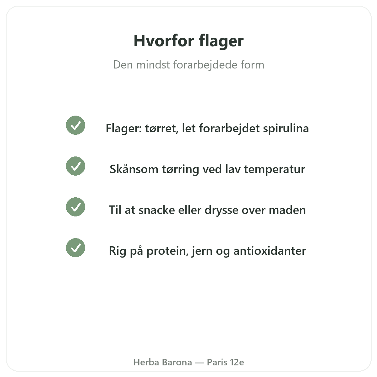 Spirulina i kviste Paris - kvalitetsengagement hos Herba Barona Paris 12