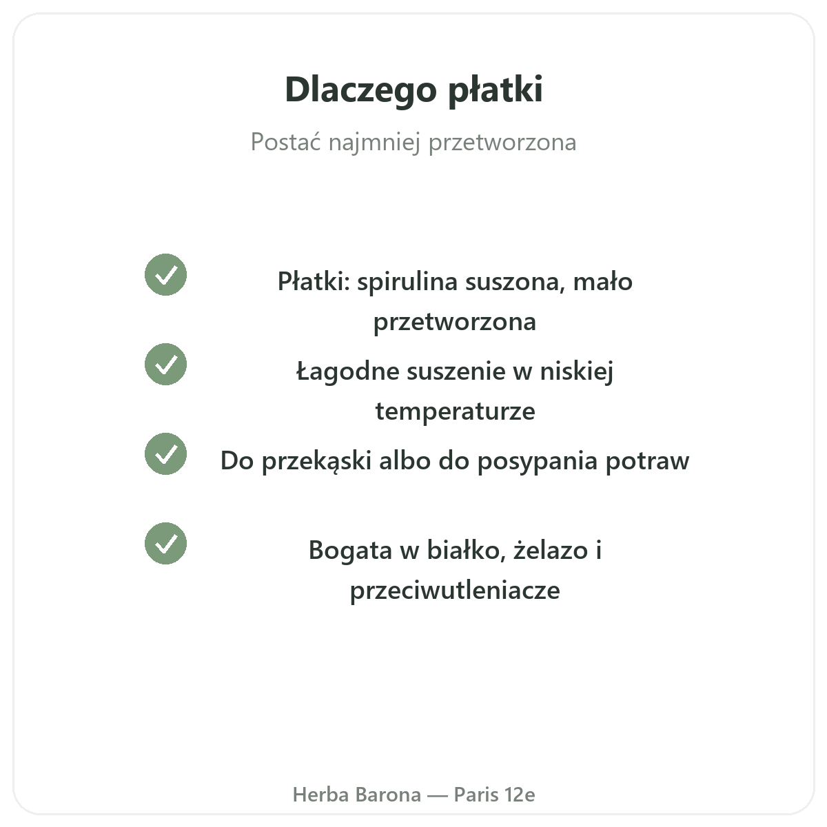 Zobowiązania jakościowe spiruliny w gałązkach - jakość gwarantowana, z wysyłką do Polski