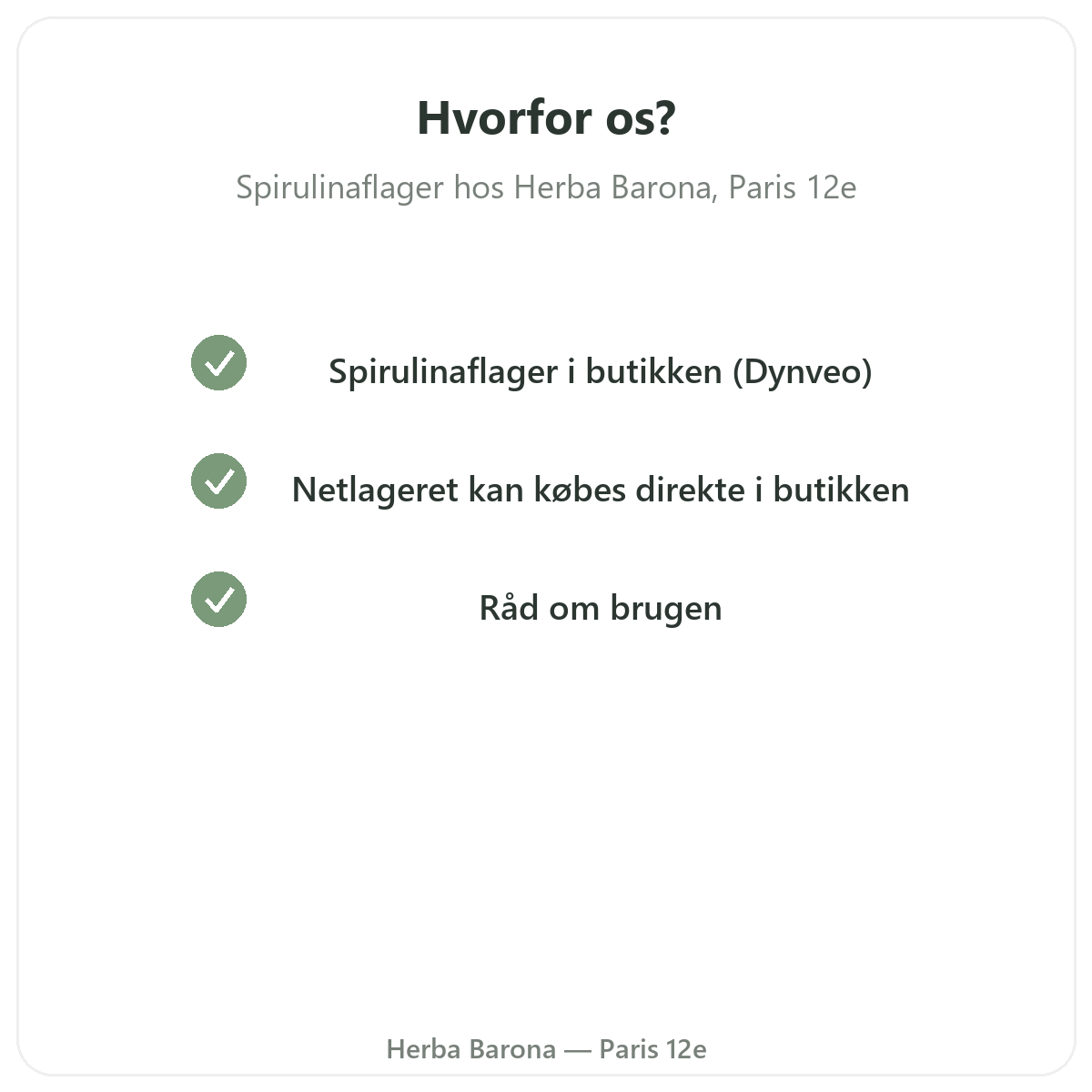 Hvorfor købe Spirulina i kviste Paris i Paris hos Herba Barona Paris 12