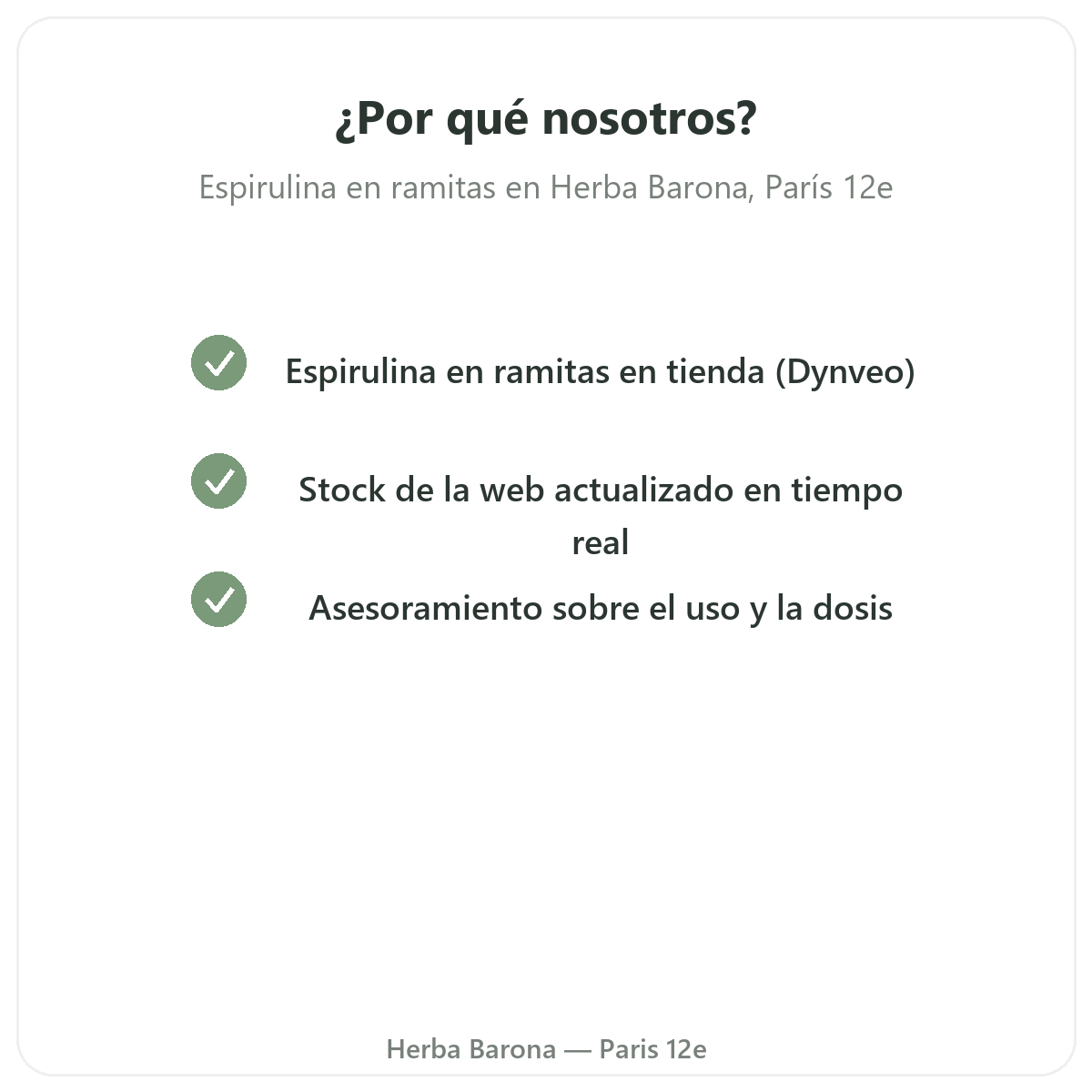 Por que comprar Espirulina en ramitas en Paris en Herba Barona Paris 12e