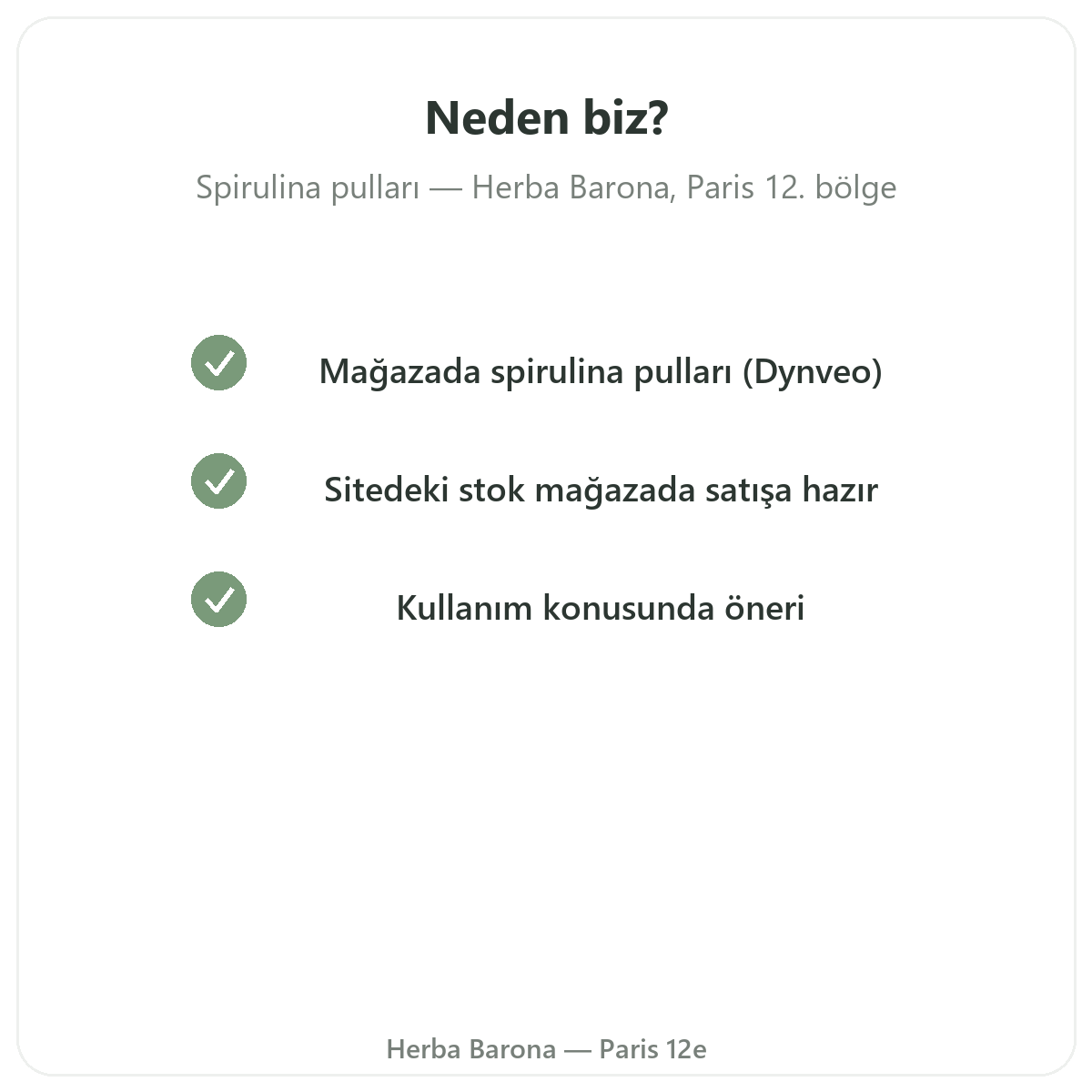 Paris Dal Spirulinasını neden Paris’te Herba Barona Paris 12. bölgeden satın almalısınız