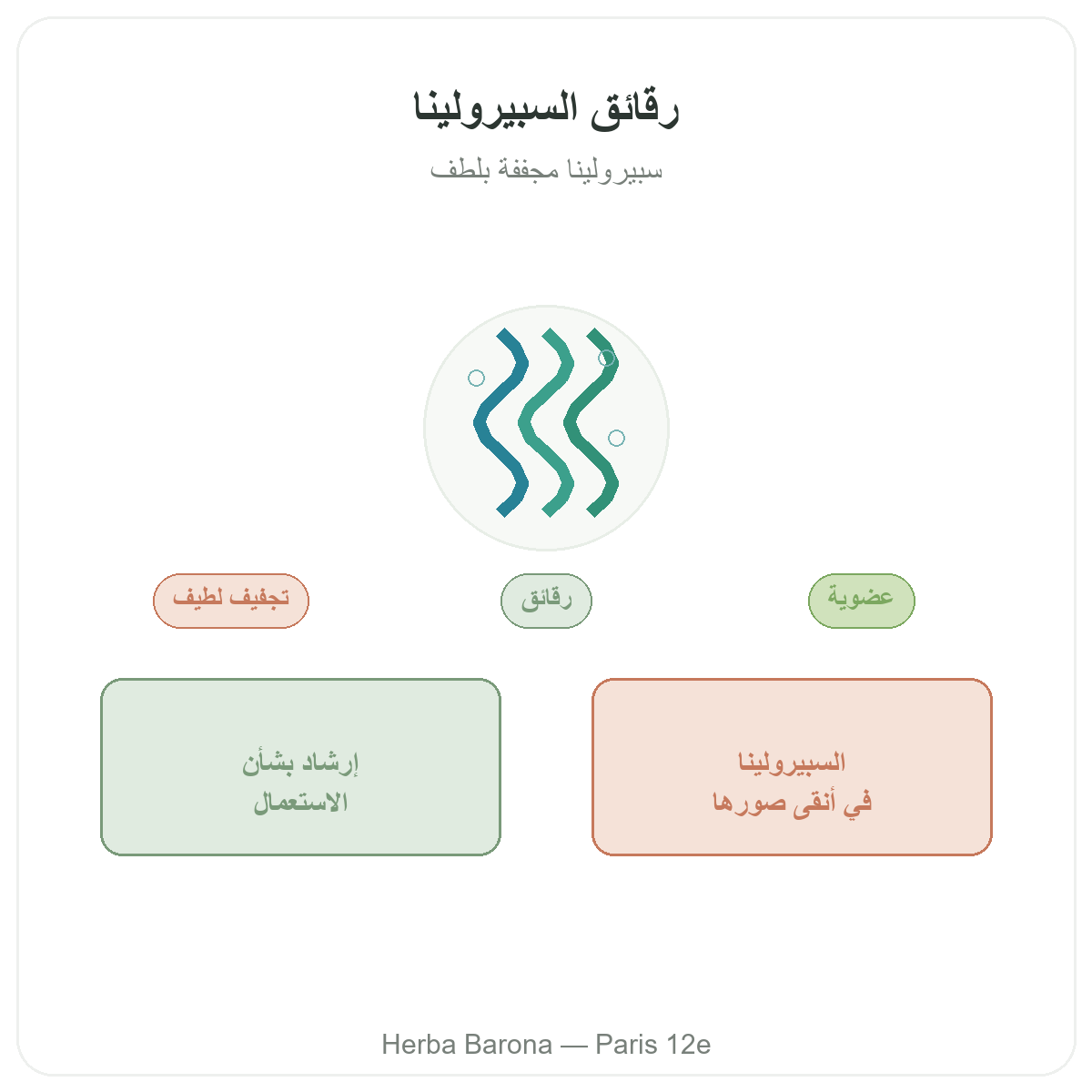 سبيرولينا على شكل عيدان في باريس - تقديم العلامة لدى Herba Barona باريس الدائرة 12