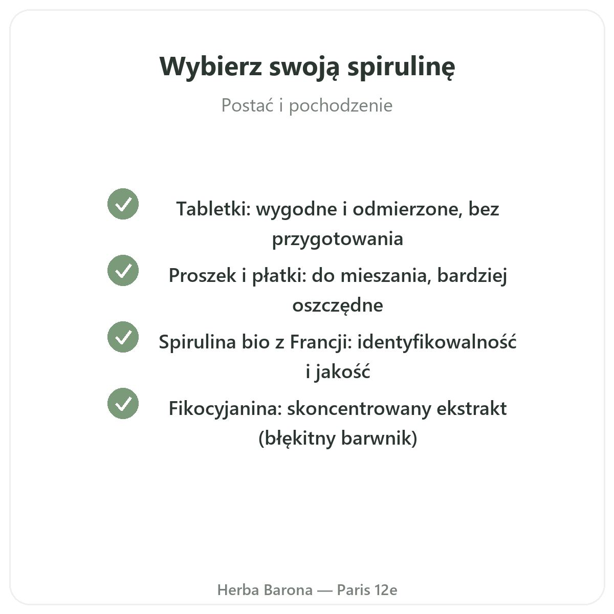 Spirulina w Paryżu - zobowiązania jakościowe w Herba Barona Paryż 12