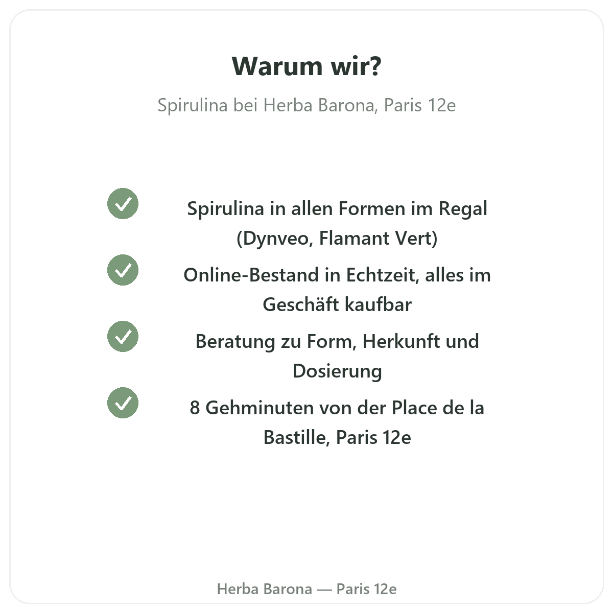 Warum Spirulina in Paris bei Herba Barona kaufen
