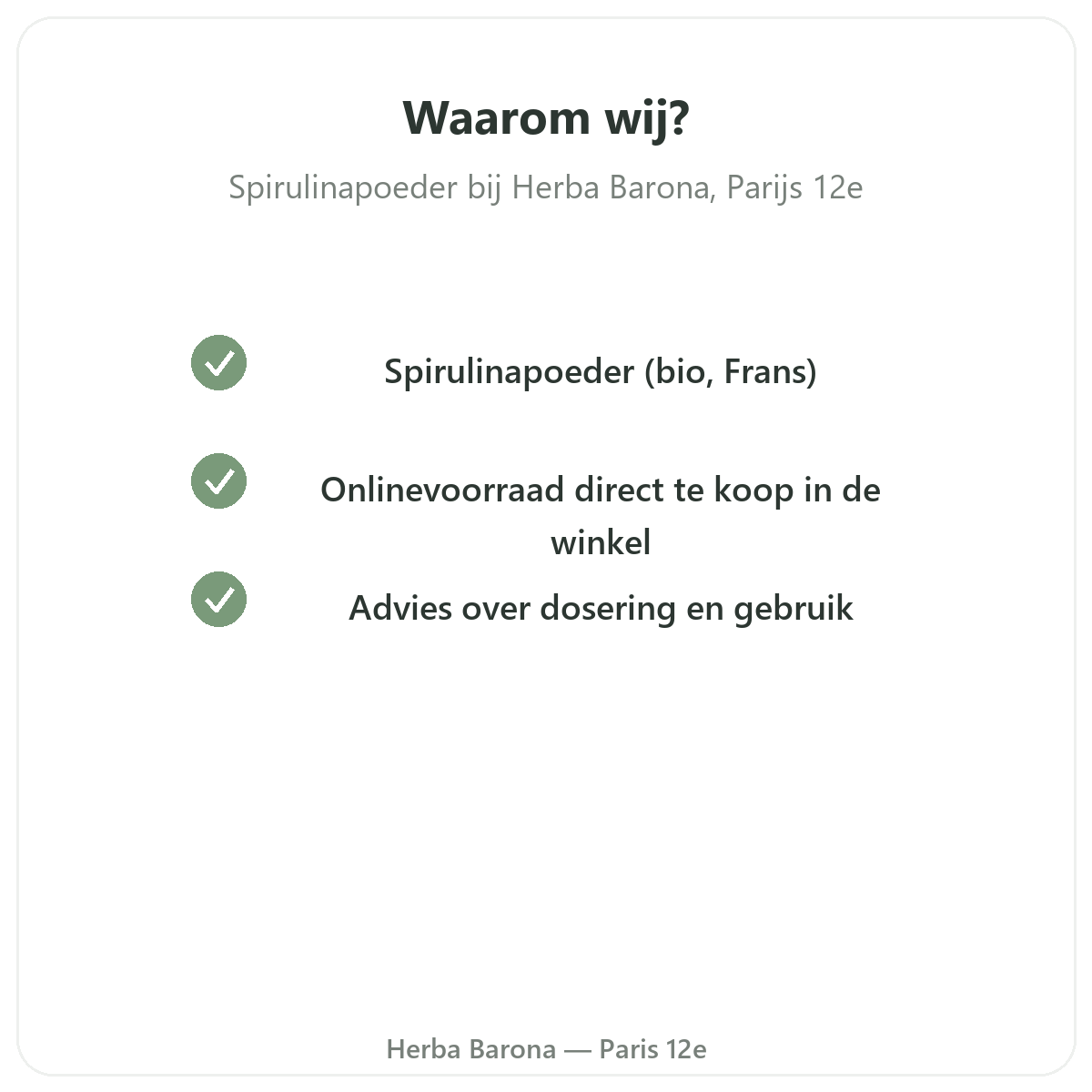 Waarom Spirulina poeder kopen in Parijs bij Herba Barona Parijs