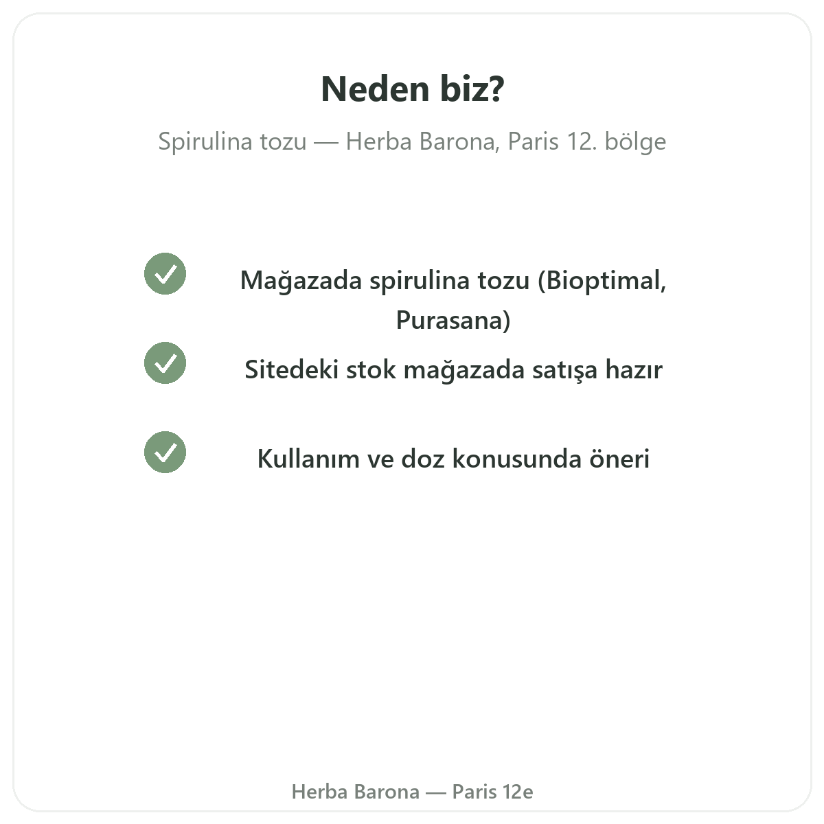 Paris Mavi Toz Spirulinayı neden Paris’te Herba Barona Paris 12. bölgeden satın almalısınız