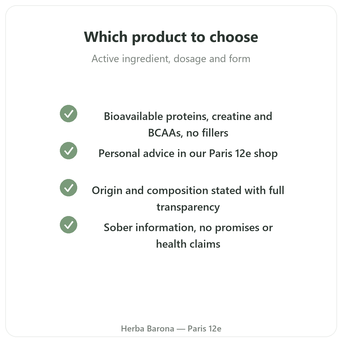 Sport & Endurance supplements - key actives to choose at Herba Barona Paris 12e