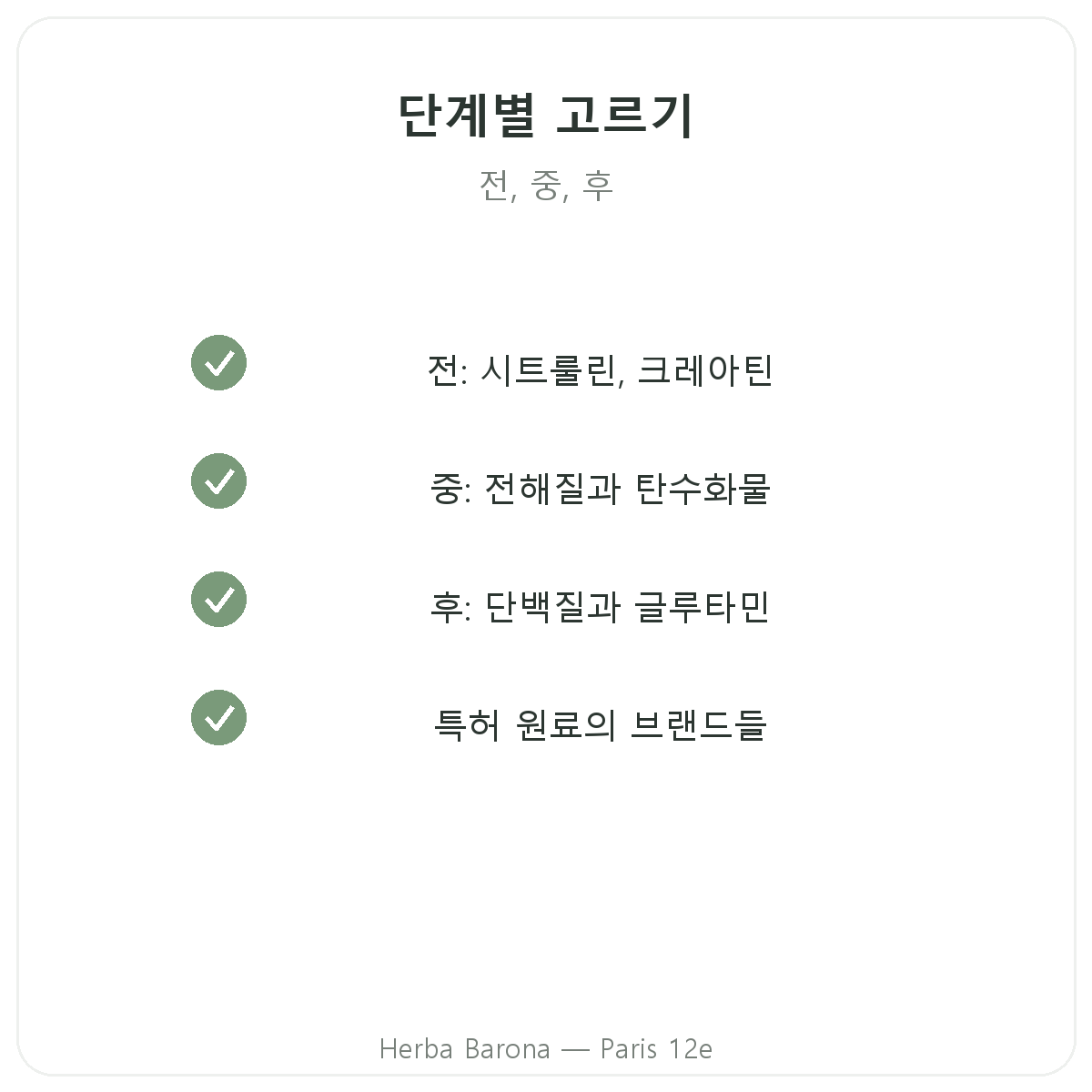 스포츠와 지구력 영양제 - 선택해야 할 주요 성분, Herba Barona 파리 12구