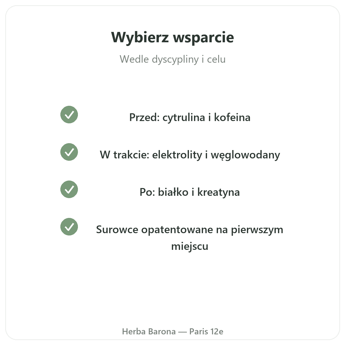 Suplementy sportowe - kluczowe składniki do wyboru w Herba Barona Paris 12e