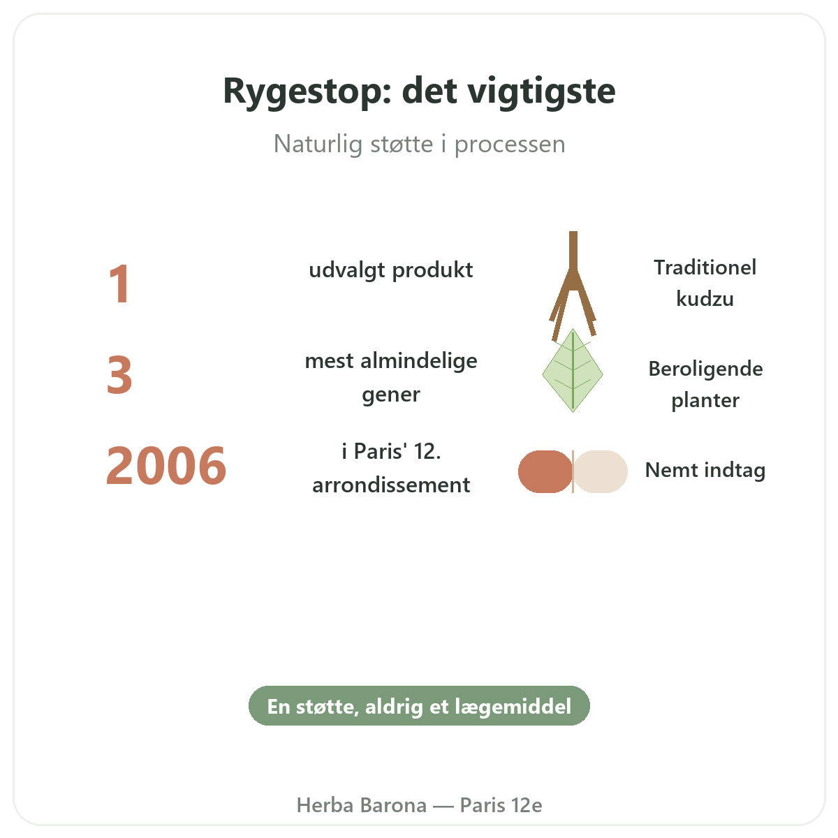 Kosttilskud til rygestop kort fortalt - nøgletal hos Herba Barona Paris 12
