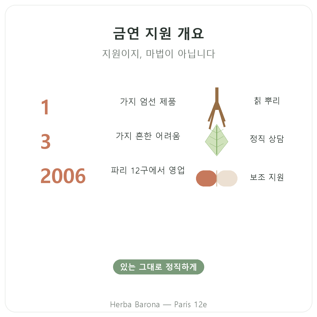 파리 금연 보조제 요약 - Herba Barona 파리 12구 핵심 수치