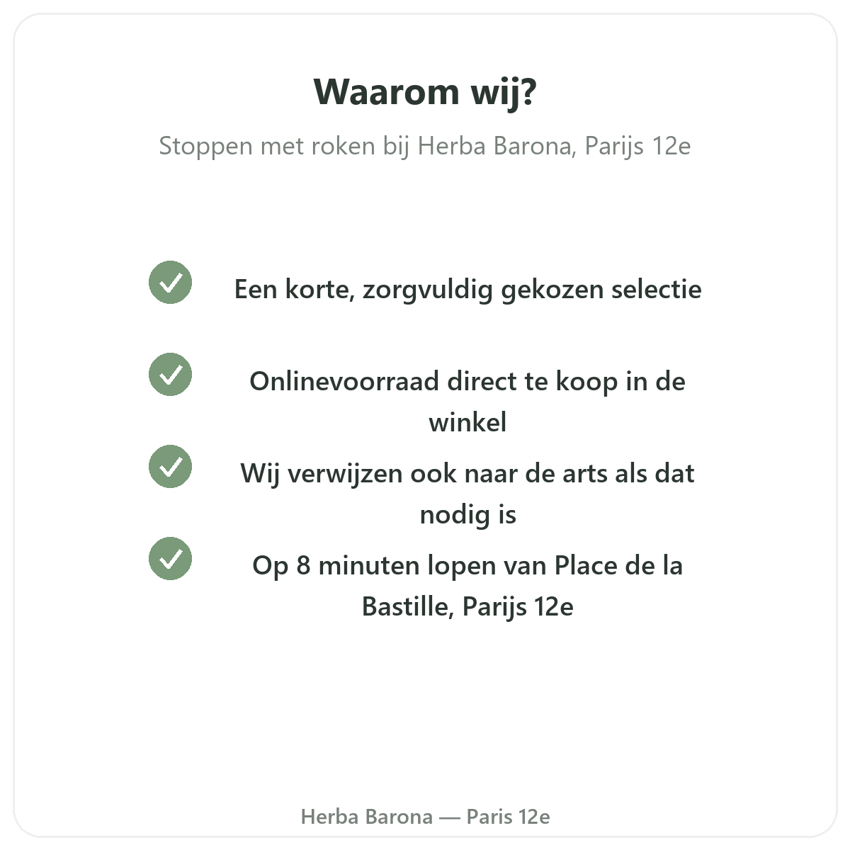 Pourquoi acheter Complements arret du tabac a Paris chez Herba Barona Paris 12e