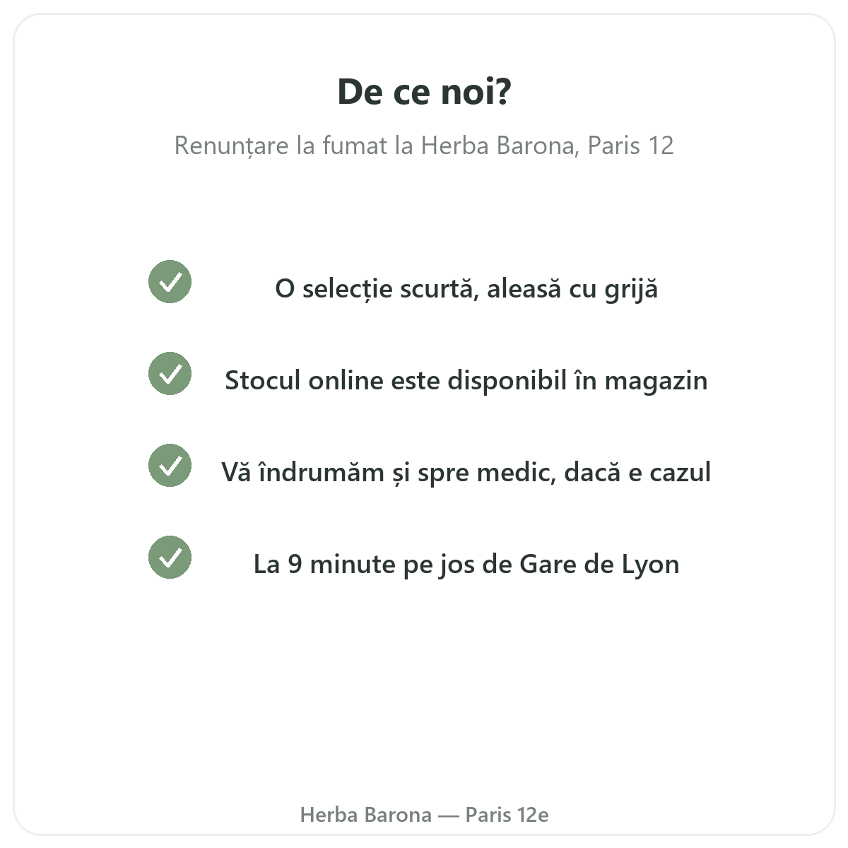 De ce să cumpărați suplimente pentru renunțarea la fumat la Paris de la Herba Barona Paris, arondismentul 12