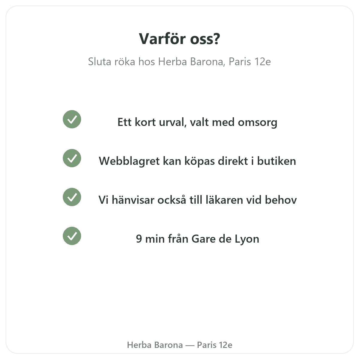 Varför köpa kosttillskott för rökavvänjning i Paris hos Herba Barona Paris 12e