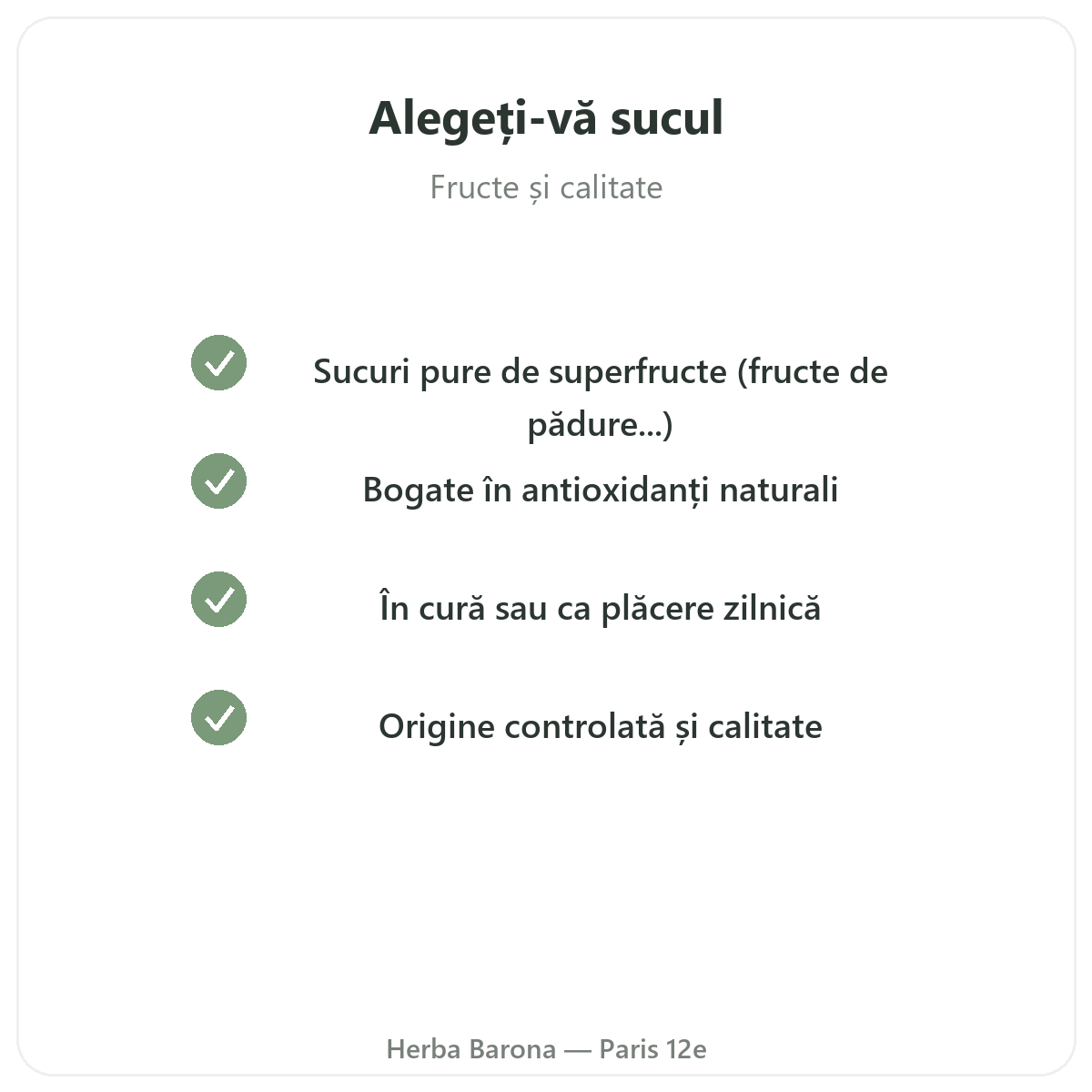 Suc de superfructe Paris - angajamente de calitate la Herba Barona Paris, arondismentul 12