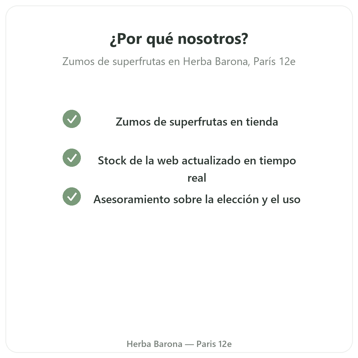 Por qué comprar zumos de superfrutas en París en Herba Barona París 12e