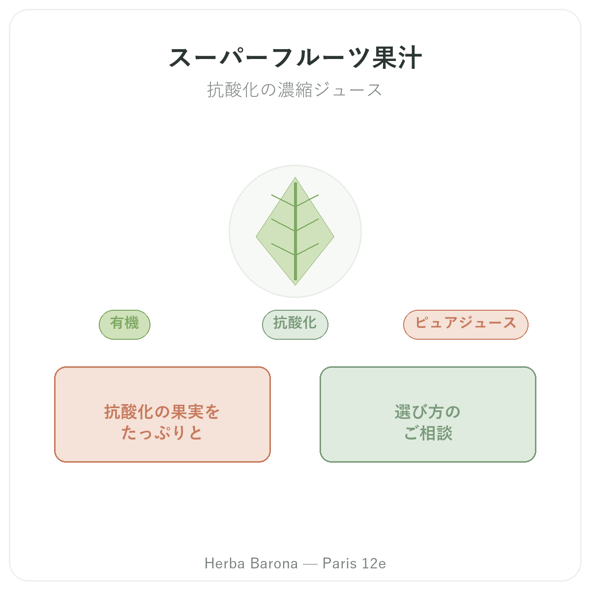 スーパーフルーツジュース パリ — Herba Barona パリ12区でのブランド紹介