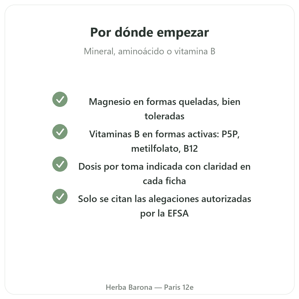 Complementos sistema nervioso - principios activos clave en Herba Barona Paris 12e