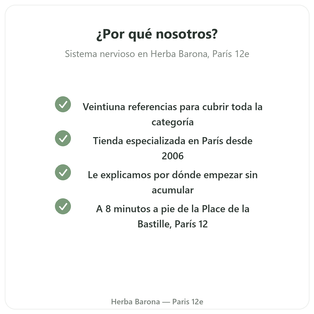Por que comprar Complementos sistema nervioso en Herba Barona Paris 12e