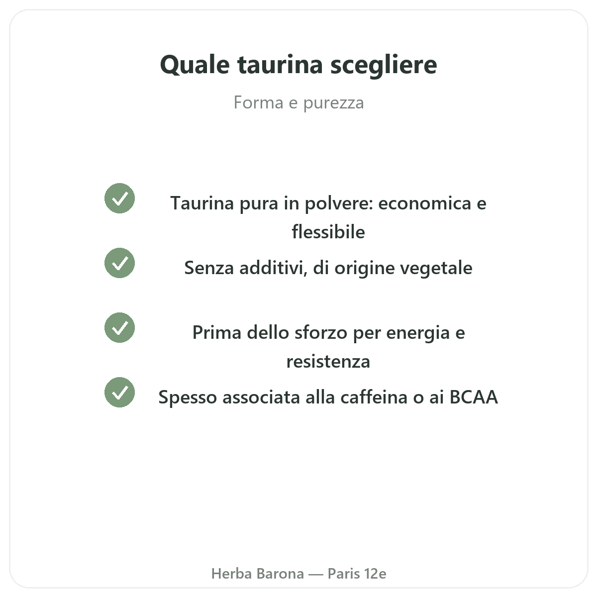 Taurine Paris Paris - engagements qualite chez Herba Barona Paris 12e