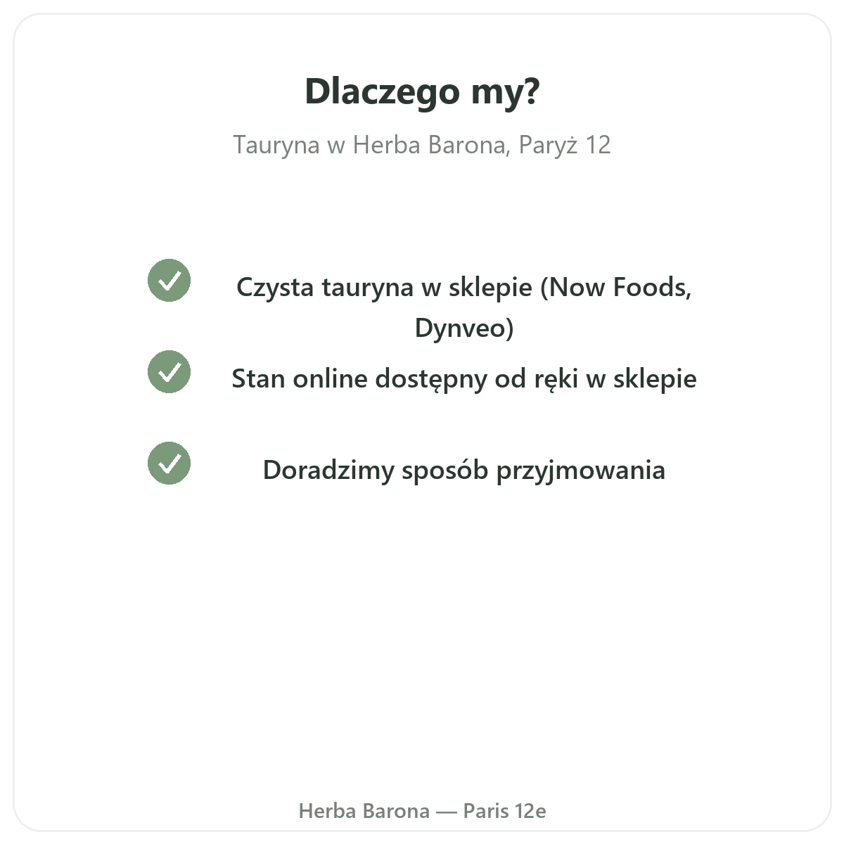 Dlaczego kupić taurynę - sklep w Paryżu i wysyłka do Polski