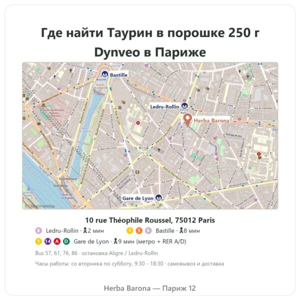 Где найти Таурин в порошке – Dynveo – 250 г - Herba Barona Paris