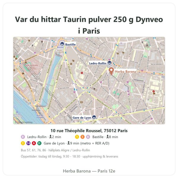Var man hittar Taurin pulver – Dynveo – 250 g - Herba Barona Paris