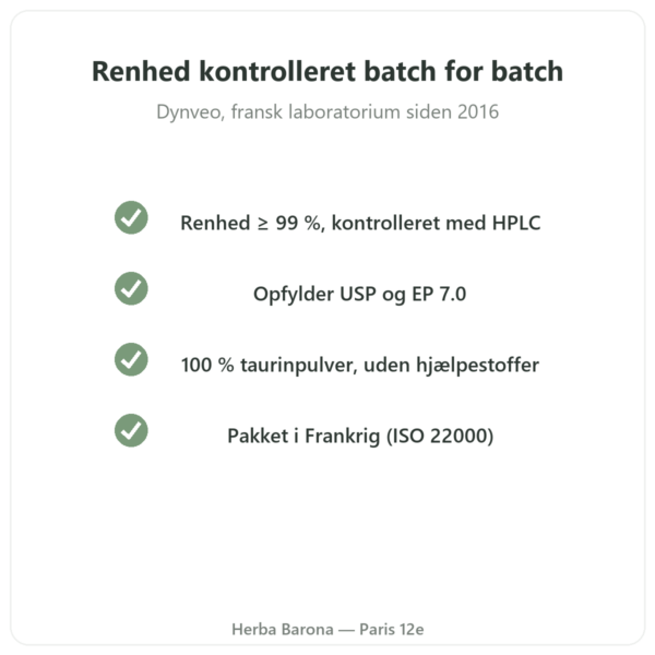 Taurin pulver – Dynveo – 250 g kvalitet Paris Herba Barona