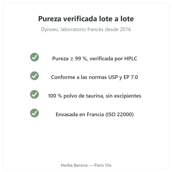 Taurina en polvo – Dynveo – 250 g calidad Paris Herba Barona
