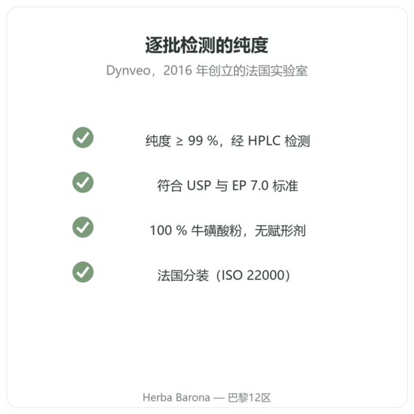 牛磺酸粉 – Dynveo – 250 g 品质 Paris Herba Barona