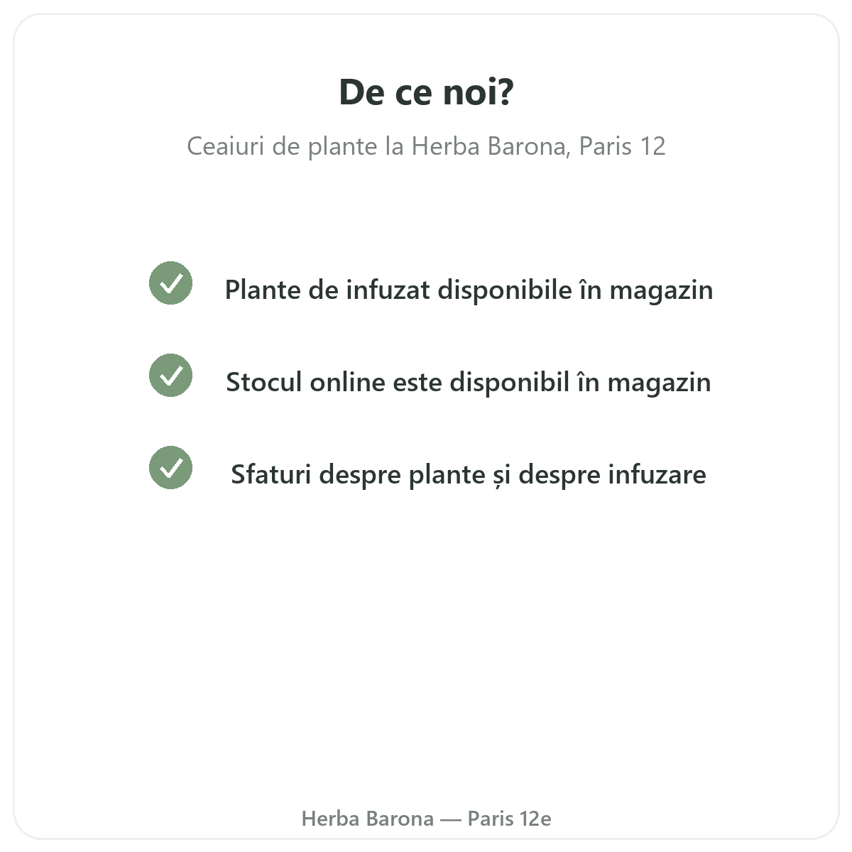 De ce să cumpărați plante pentru ceaiuri la Paris de la Herba Barona Paris, arondismentul 12