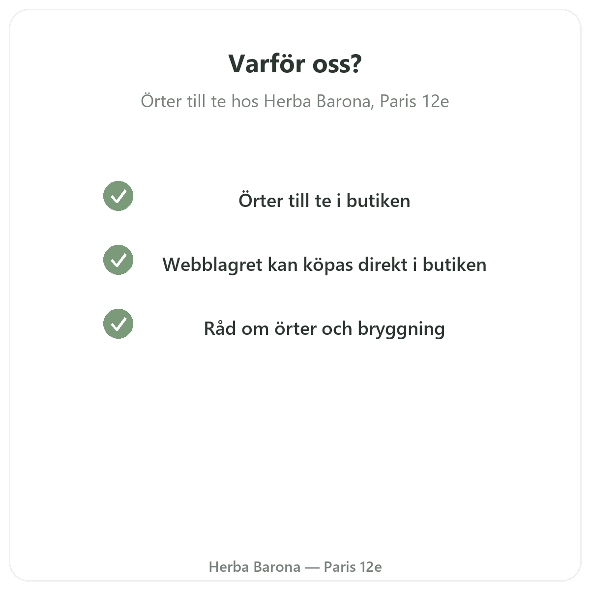 Varför köpa växter för örtte i Paris hos Herba Barona Paris 12e