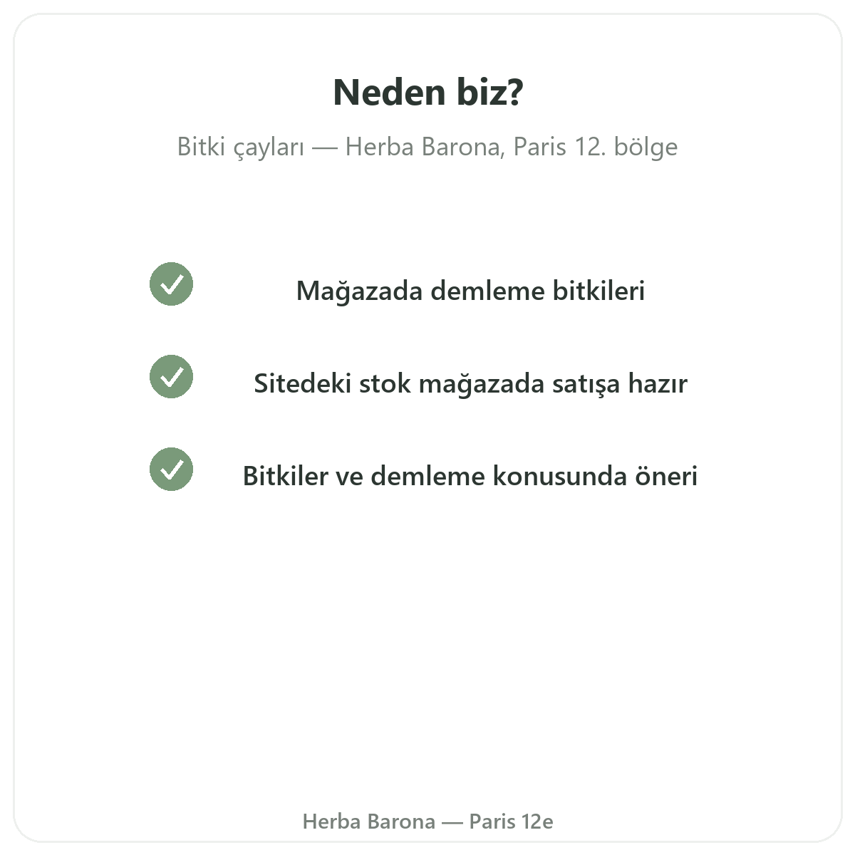 Bitki çayı otlari Paris neden Herba Barona Paris 12. bölgeden alinmali