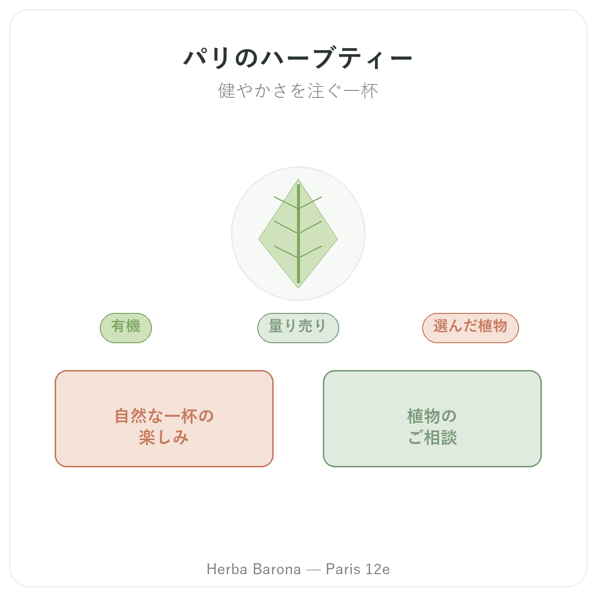 ハーブティー用植物 パリ - Herba Baronaパリ12区でのブランド紹介