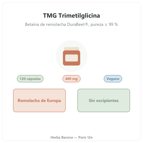 TMG Trimetilglicina – Dynveo – 400 mg – 120 cápsulas presentación Paris Herba Barona