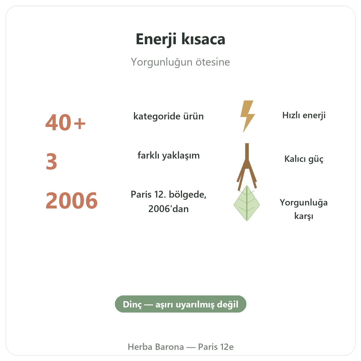 Paris Tonus Canlılık Enerji özet halinde - Herba Barona Paris 12. bölgede önemli rakamlar