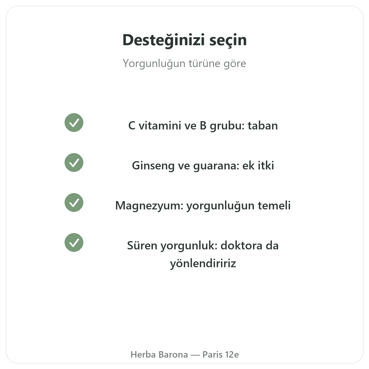 Paris Tonus Canlılık Enerji - Herba Barona Paris 12. bölgede kalite taahhütleri