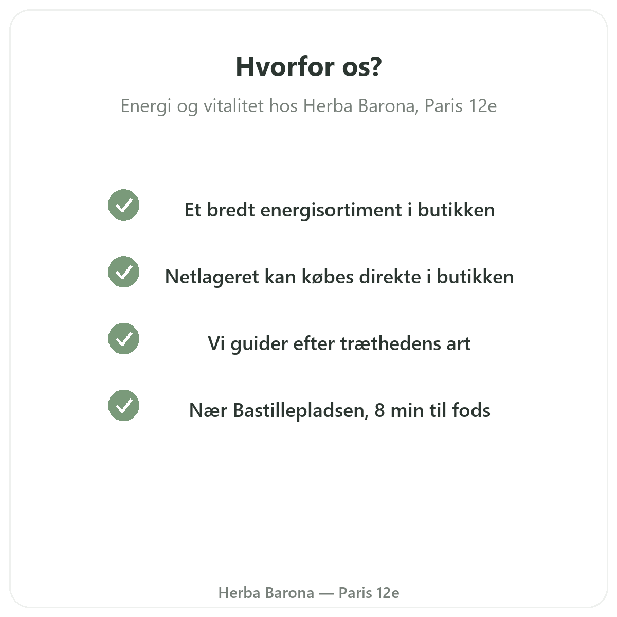 Hvorfor købe tonus, vitalitet og energi i Paris hos Herba Barona Paris 12