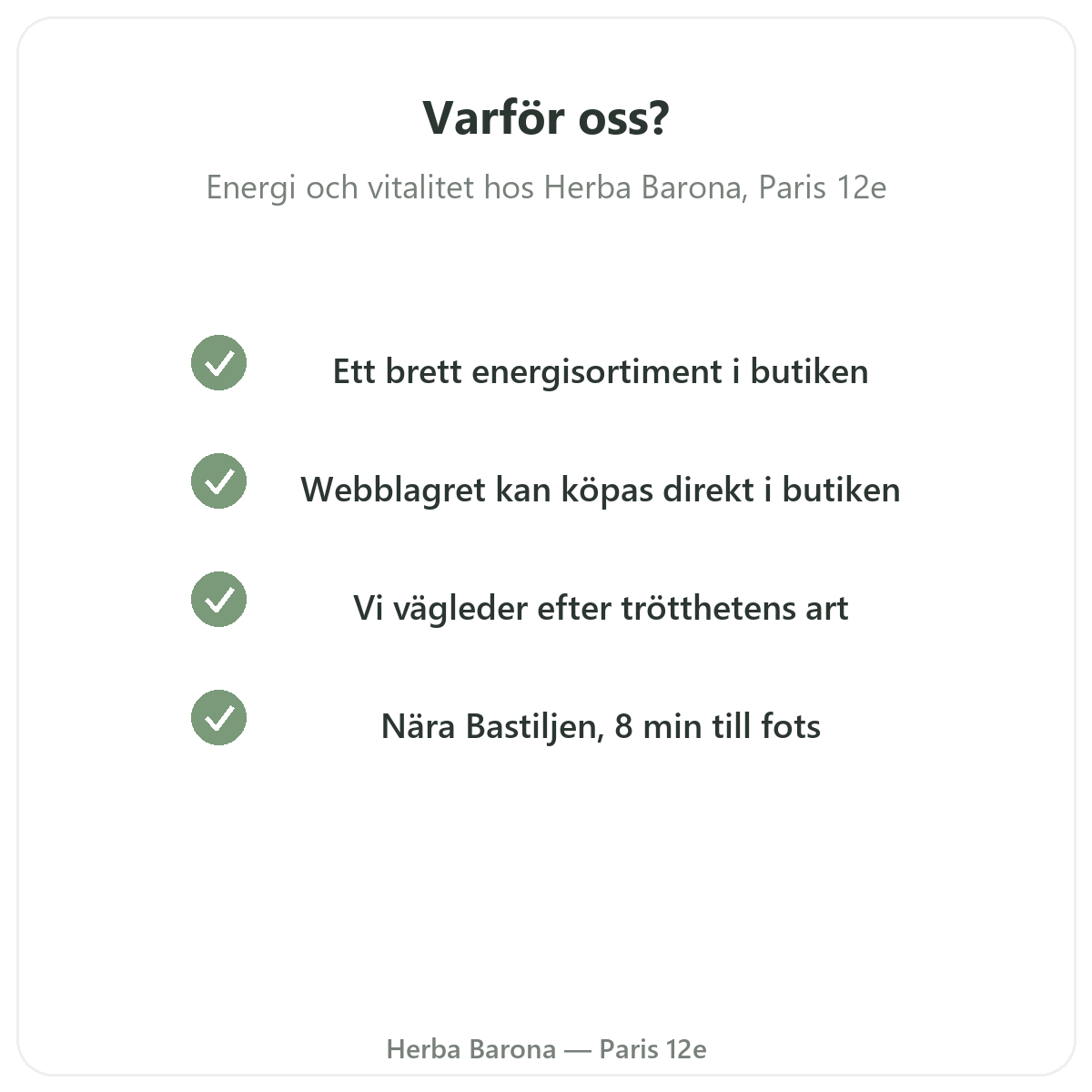 Varför köpa energi- och vitalitetsprodukter i Paris hos Herba Barona Paris 12e