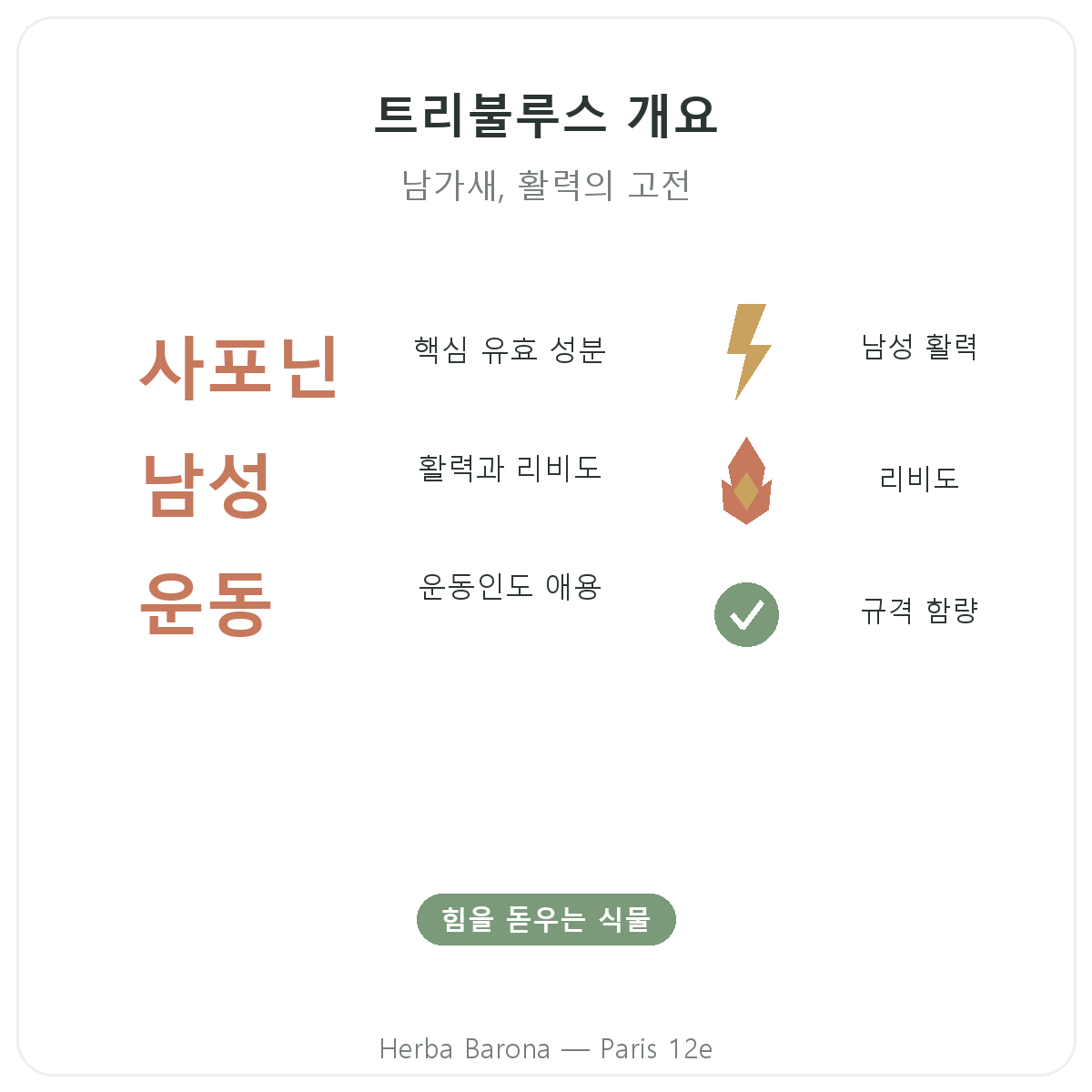 트리뷸러스 파리 - 주요 정보 요약 - Herba Barona 파리 12구