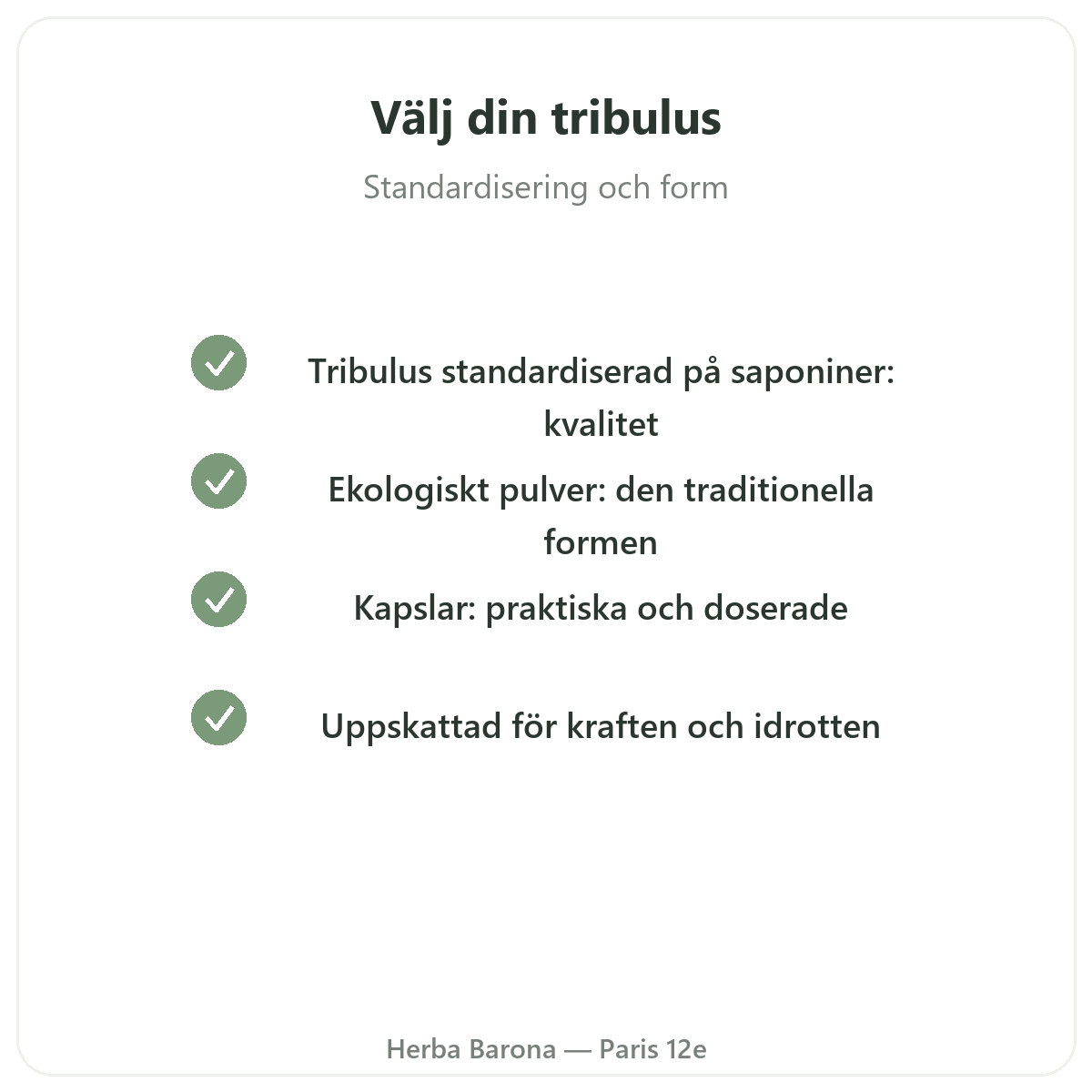 Tribulus Paris – kvalitetsåtaganden hos Herba Barona Paris 12e