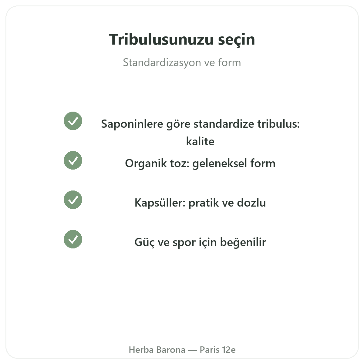 Tribulus Paris - Herba Barona Paris 12. bölgede kalite taahhütleri