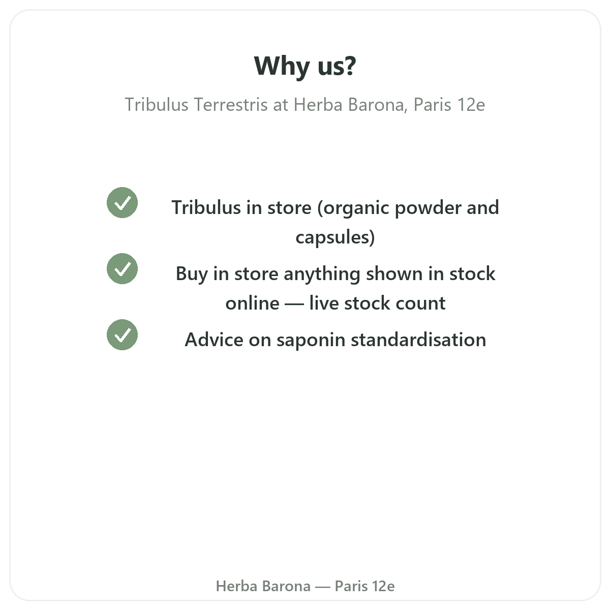 Why buy tribulus in Paris at Herba Barona Paris 12th