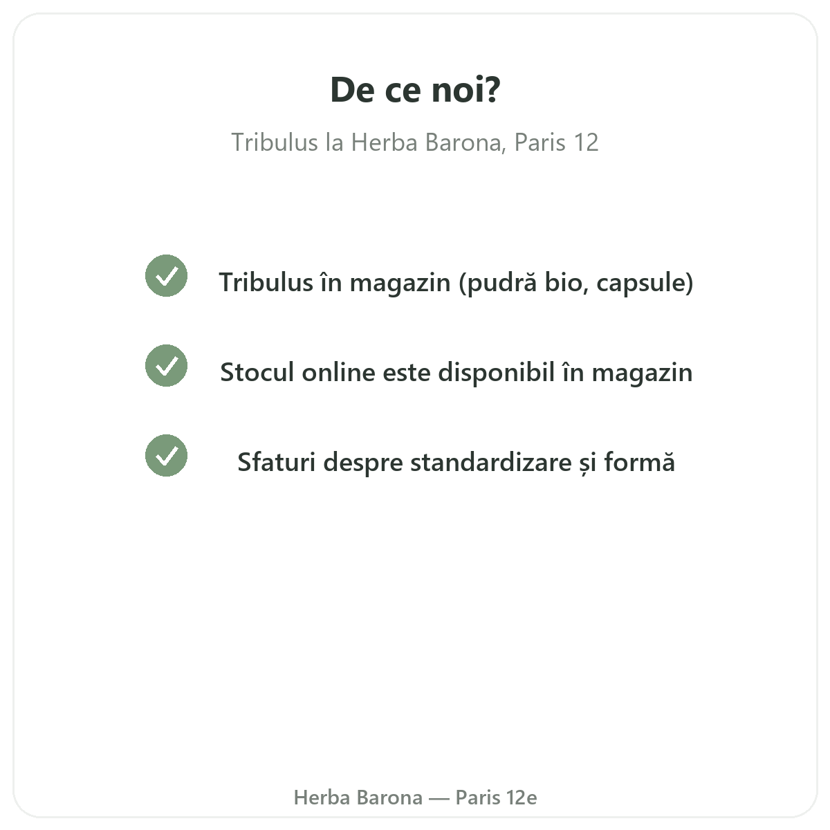 De ce să cumpărați Tribulus Paris la Herba Barona Paris arondismentul 12
