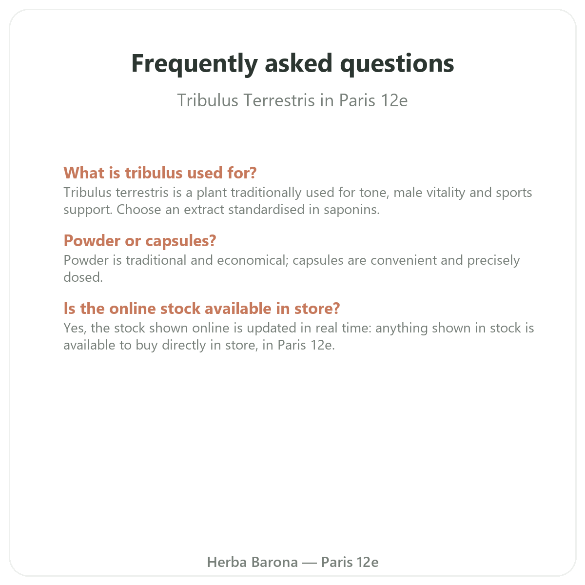Frequently asked questions about tribulus in Paris - Herba Barona Paris 12th