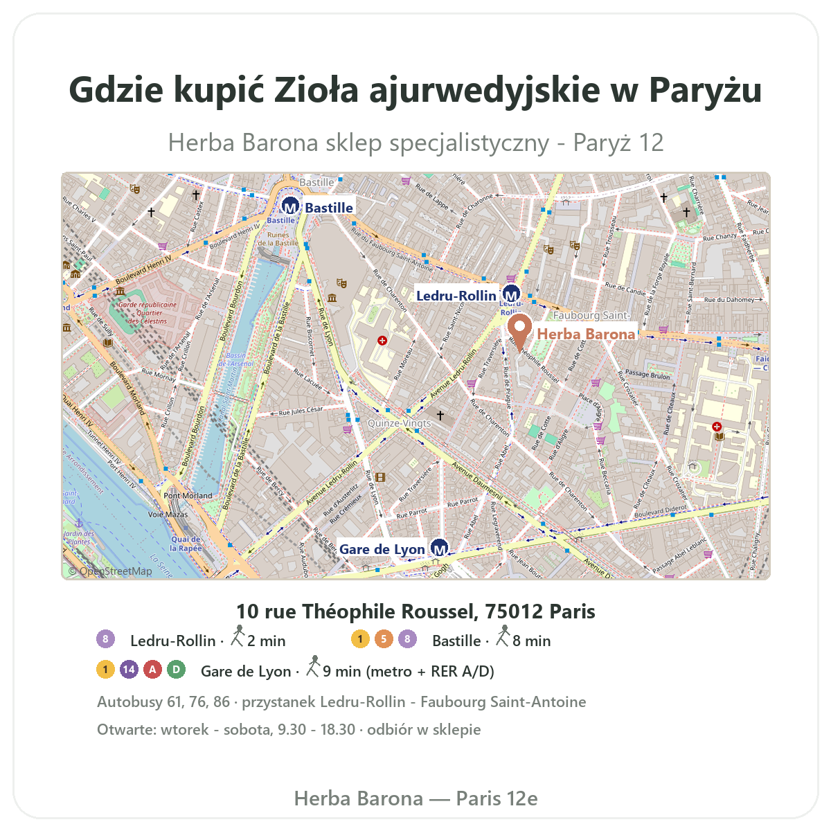 Trouver Plantes ayurvediques Paris a Paris - plan boutique Herba Barona Paris 12e