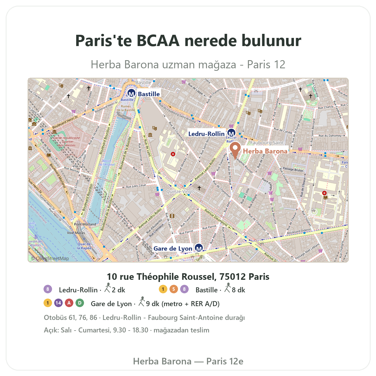 Paris'te BCAA nerede bulunur - Herba Barona planı, Ledru-Rollin metrosu