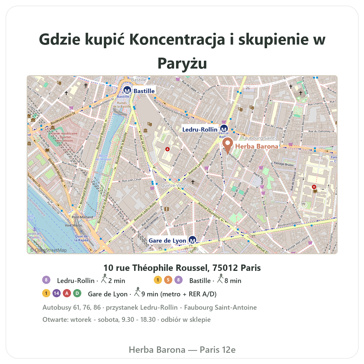 Trouver Complements concentration et focus a Paris - plan boutique Herba Barona Paris 12e metro Ledru-Rollin