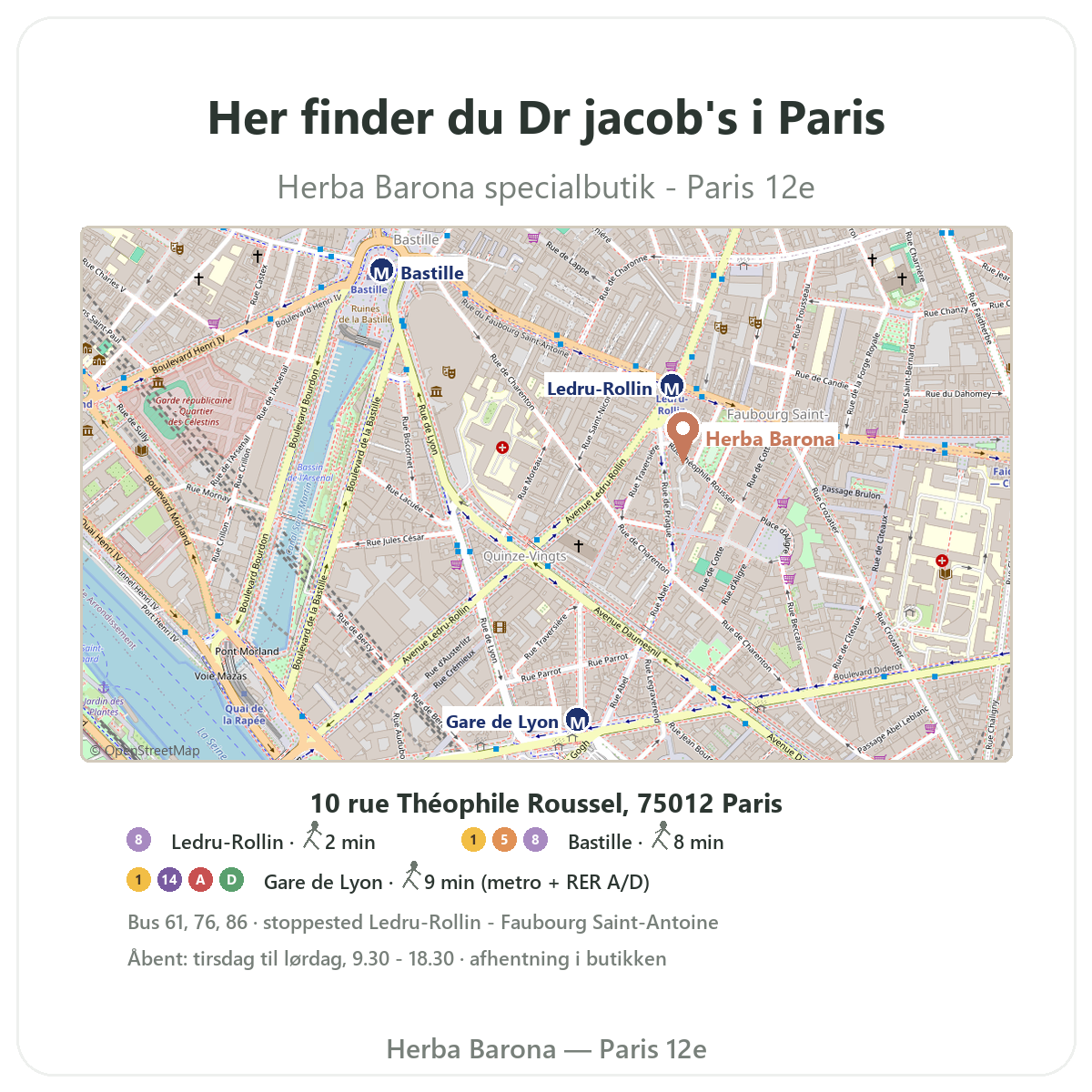 Find Dr Jacobs i Paris - butikskort Herba Barona Paris 12